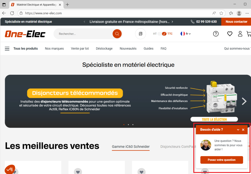 Chatbot homepage one-elec