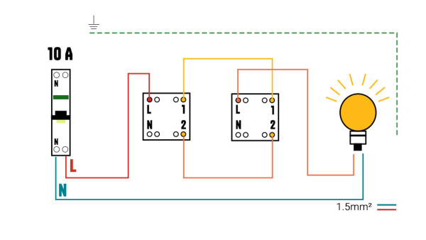 schéma branchement interrupteur va-et-vient