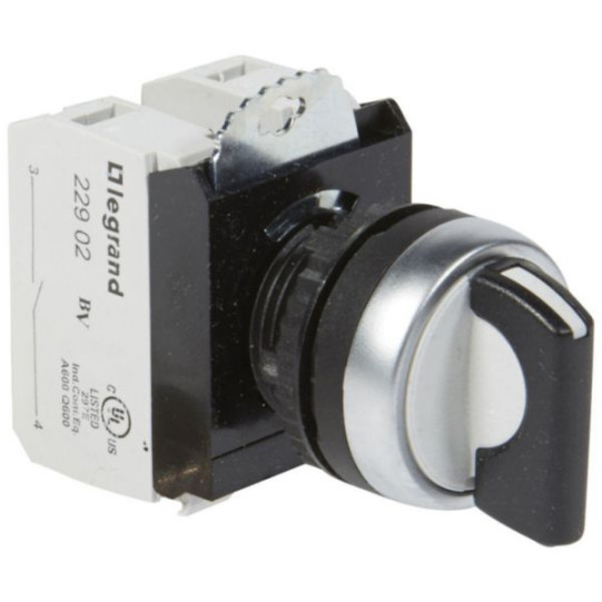 Bouton tournant non lumineux à manette IP69 Osmoz complet - 3 positions rappel centre - LEGRAND main product photo