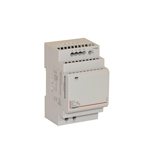 Alimentation modulaire à découpage monophasée entrée 100V~ à 240V~ et sortie 24V= - 60W - 2,5A - 3 modules - LEGRAND main product photo