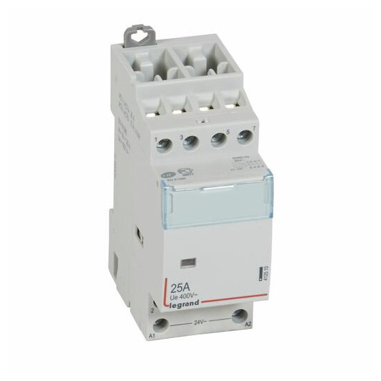 Contacteur de puissance CX³ bobine 24V~ sans commande manuelle - 4P 400V~ - 25A - contact 4F - 2 modules - LEGRAND main product photo