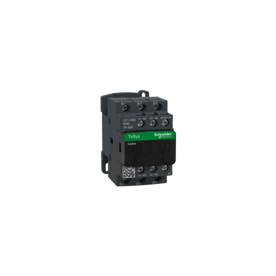 TeSys D contactor - 3P - <= 440 V - 9 A AC-3 - 24...60 V AC/DC coil - LC1D09BNE main product photo