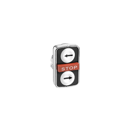 white flush/red projecting/white flush triple-headed pushbutton Ø22 with marking - ZB4BA71113 main product photo