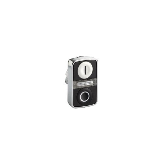 Illuminated double-headed push button head, metal, Ø22, 1 white flush marked I + 1 pilot light + 1 black flush marked O - ZB4BW7A1721 main product photo