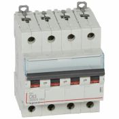 Disjoncteur DX³ 6000 -vis/vis- 4P- 400V~-63A-courbeC-peigne HX³ trad 4P - 4 modules - 407904
