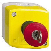 Harmony boite jaune - 1 arrêt d'urgence rouge Ø40 déverrouillage à clé - 1F+1O XALK188E