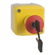 Harmony XAL - boite jaune arrêt urgence rouge - pouss tourner à clé - 2O - Ø40  XALK188F