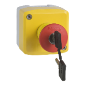 XALK188G Harmony XAL - boite jaune arrêt urgen rouge - pouss tourn à clé - 1F+2O - Ø40