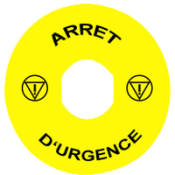 Harmony étiquette circulaire Ø90mm jaune - logo EN13850 - ARRET D'URGENCE ZBY8130