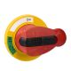 Extended front or side control rotary handle, FuPact INF32 to INF250, red handle on yellow front plate - 49616