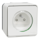 Socket-outlet, Mureva Styl, 2P + E with shutters, pin earth, 16A, 250V, surface, white - MUR39030