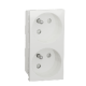 2 Socket-outlet, New Unica, mechanism, 2P + E, 16A, French, with shutter, screwless terminals, IP3x, glossy, white - NU306918