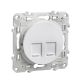 Odace - RJ45 data connector cover - 2 sockets - white -with plastic fixing frame - S520410