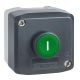 Control station, plastic, dark grey lid, 1 green flush push button Ø22, spring return, marked I, 1 NO - XALD102