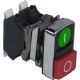 Double headed push button, Harmony XB4, green flush/red projecting illuminated pushbutton Ø22 mm 1NO+1NC - XB4BL734155