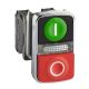 Illuminated double-headed push button, metal, Ø22, 1 green flush I + 1 pilot light + 1 red projecting O, 1 NO + 1 NC - XB4BW73731B5