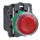 Harmony XB5, Illuminated push button, plastic, flush, red, Ø22, spring return, 24 V AC/DC, 1 NO + 1 NC - XB5AW34B5