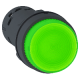 Harmony XB7, Monolithic illuminated push button, plastic, green, Ø22, integral LED, spring return, 24 V AC/DC, 1 NO - XB7NW33B1