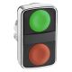 green flush/red flush double-headed pushbutton Ø22 unmarked - ZB4BA7340