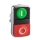 green flush/red flush double-headed pushbutton Ø22 with marking - ZB4BA7341