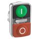 Illuminated double-headed push button head, metal, Ø22, marked, 1 green flush I + 1 pilot light + 1 red projecting O - ZB4BW7L3741