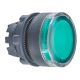 green flush illuminated pushbutton head Ø22 spring return for BA9s bulb - ZB5AW33
