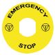 Harmony étiquette circulaire Ø90mm jaune - logo EN13850 - EMERGENCY STOP - ZBY8330