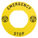 Harmony - étiq plate - jaune - logo EN - 'EMERGENCY STOP' - Ø60 - pour ZBZ1605 - ZBY9330M