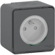Socket-outlet, Mureva Styl, 2P + E with shutters, pin earth, 16A, 250V, surface, grey - MUR35031