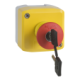 Control station, plastic, yellow lid, 1 red mushroom push button Ø40, key release, 2 NC - XALK188F