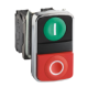 Double-headed push button, metal, Ø22, 1 green flush marked I + 1 red projecting marked O, 1 NO + 1 NC - XB4BL73415