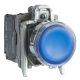 Harmony XB4, Illuminated push button, metal, flush, blue, Ø22, spring return, 230...240 V AC, 1 NO + 1 NC - XB4BW36M5