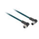 Télémécanique - jumper cable XZ - male straight M12 4-pin - female elbowed M12 4-pin - PUR 2m - XZCR1512041C2