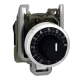 Kop en montagebasis voor potentiometer, Geribbeld, Ø22mm, Ø6mm, Zwart chroom - ZB4BD912