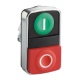 Double-headed push button head, metal, Ø22, 1 green flush marked I + 1 red projecting marked O - ZB4BL7341