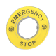 Harmony XB4, Legend holder Ø60 for emergency stop, plastic, yellow, marked EMERGENCY STOP - ZBY9320