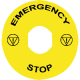 Legend holder Ø60 for emergency stop, plastic, yellow, for padlocking, marked EMERGENCY STOP - ZBY9330T